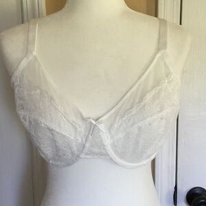 Delicate White Lace Underwire Bra with Sheer Panels